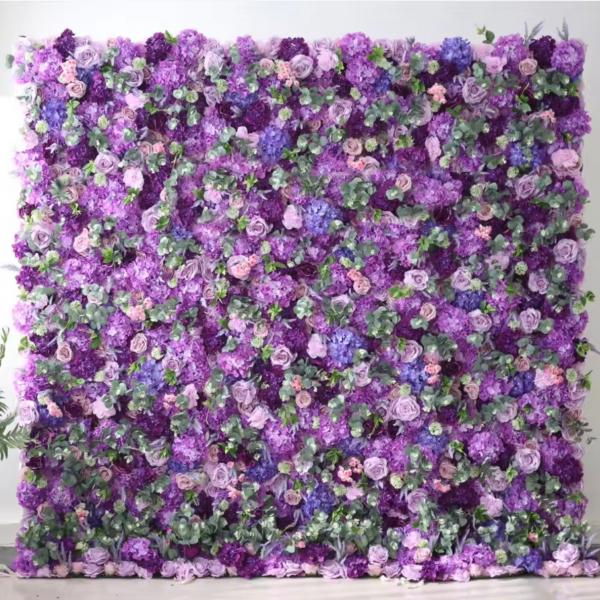 Purple Artificial Flower Wall Backdrop